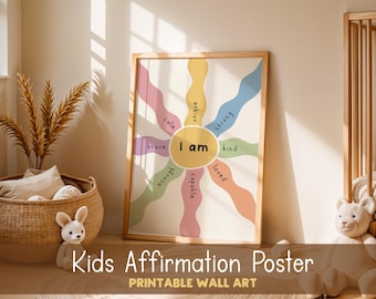 Kalmerende hoekposter voor kinderen, grafiek gevoelens en emoties, afdrukbare kalmte hoek, kinder geestelijke gezondheid muurkunst, klas SEL poster