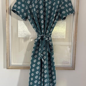 Aquamarine Blue Floral Patterned Dress from 50s / 60s - very Miu Miu / Prada
