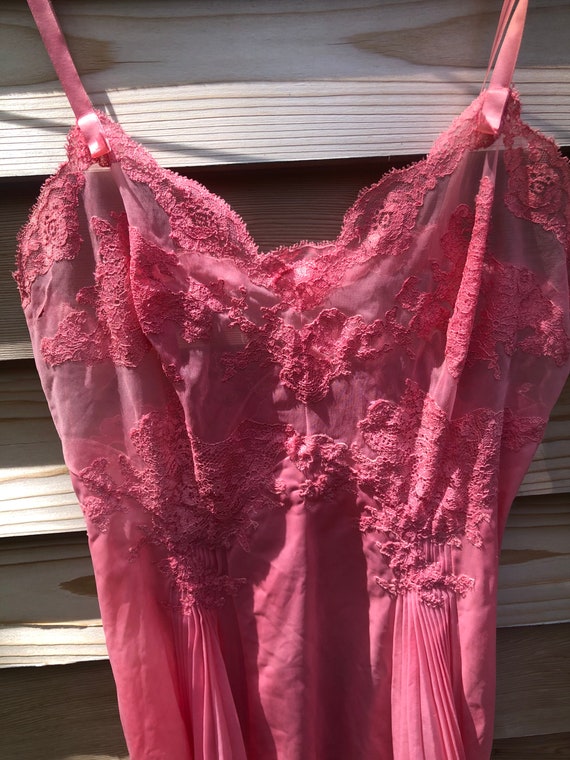 Flirty Bubblegum Pink Pleated Lace Slip Dress from th… - Gem