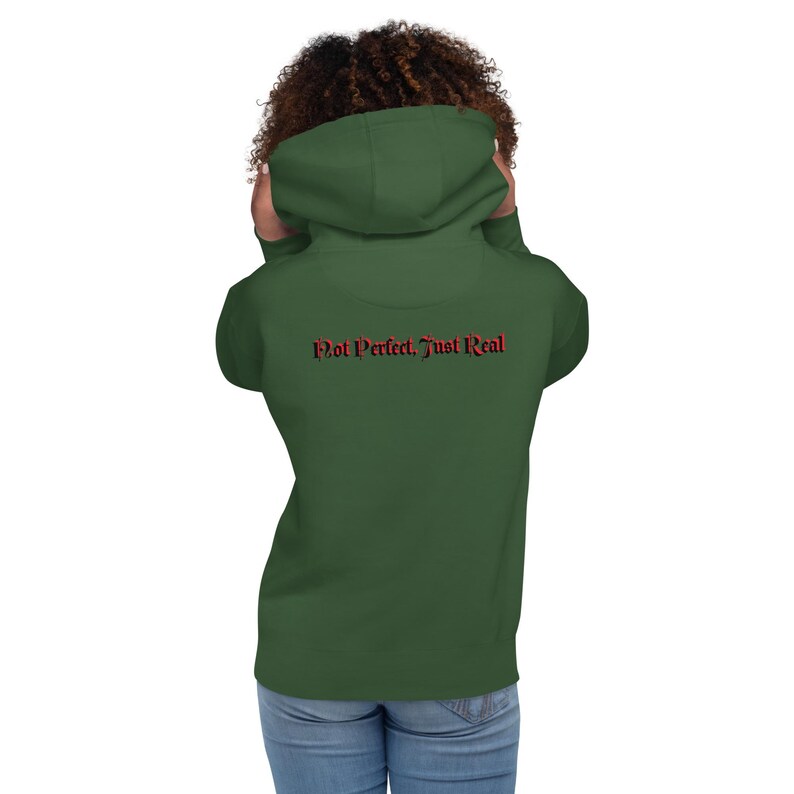 Unisex HoodieNot Perfect, Just Real tee — raw, unapologetic, and fearless. Wear your truth, no filter, no excuses