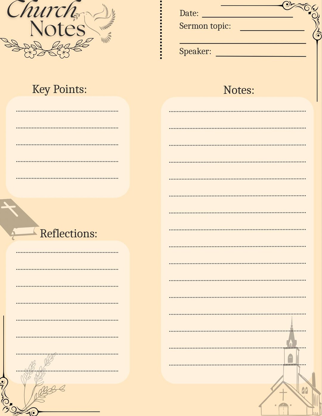 Church Notes Printable Download - Etsy