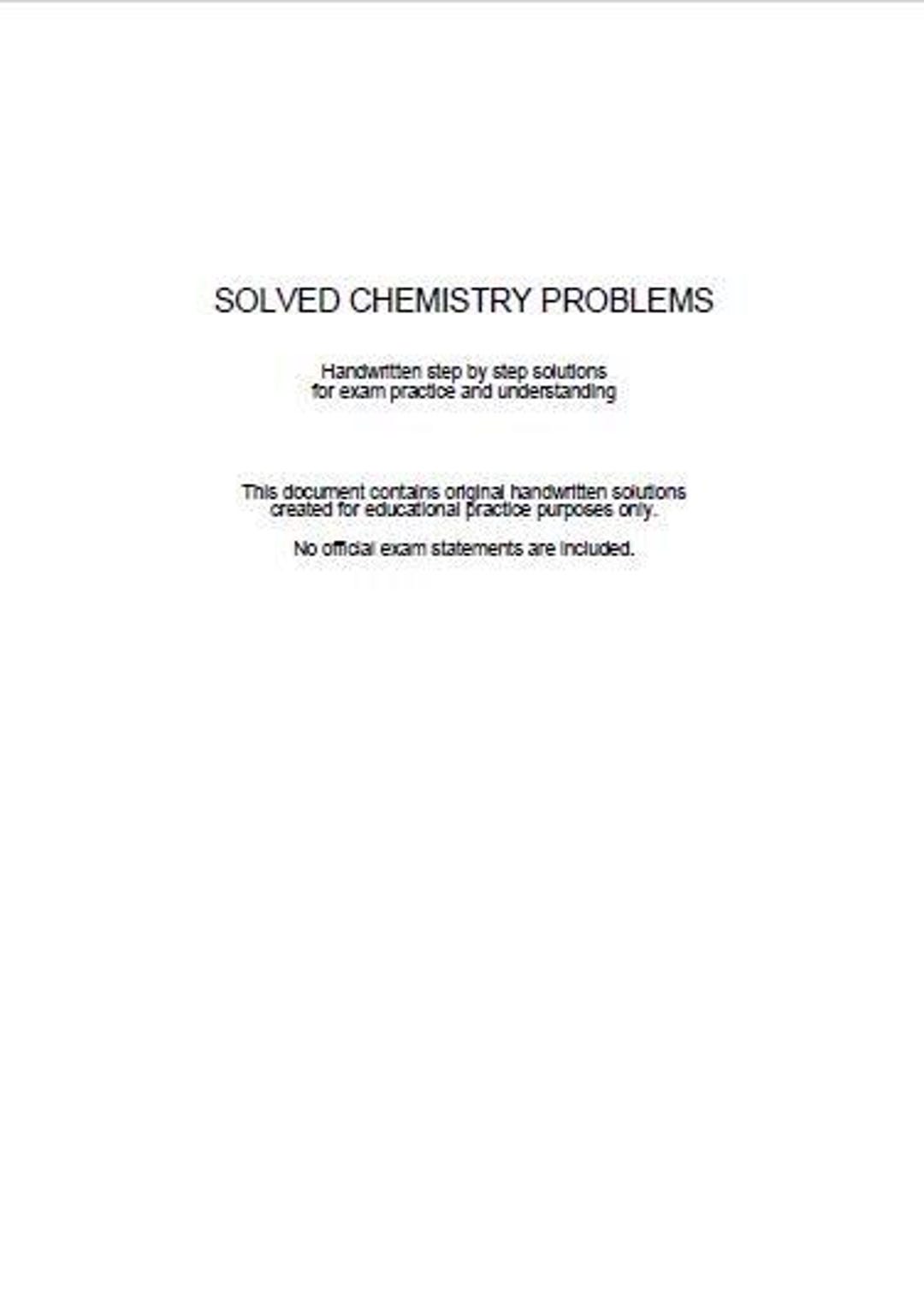 Chemistry Solved Problems Step by Step Handwritten PDF - Etsy