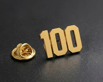 Custom Number Brooch, Gold Lapel Pin for Men, Number Badge, Lapel Pin, Service Anniversary Pin, Birthday Gift for Him, Enamel Pins, Sports.