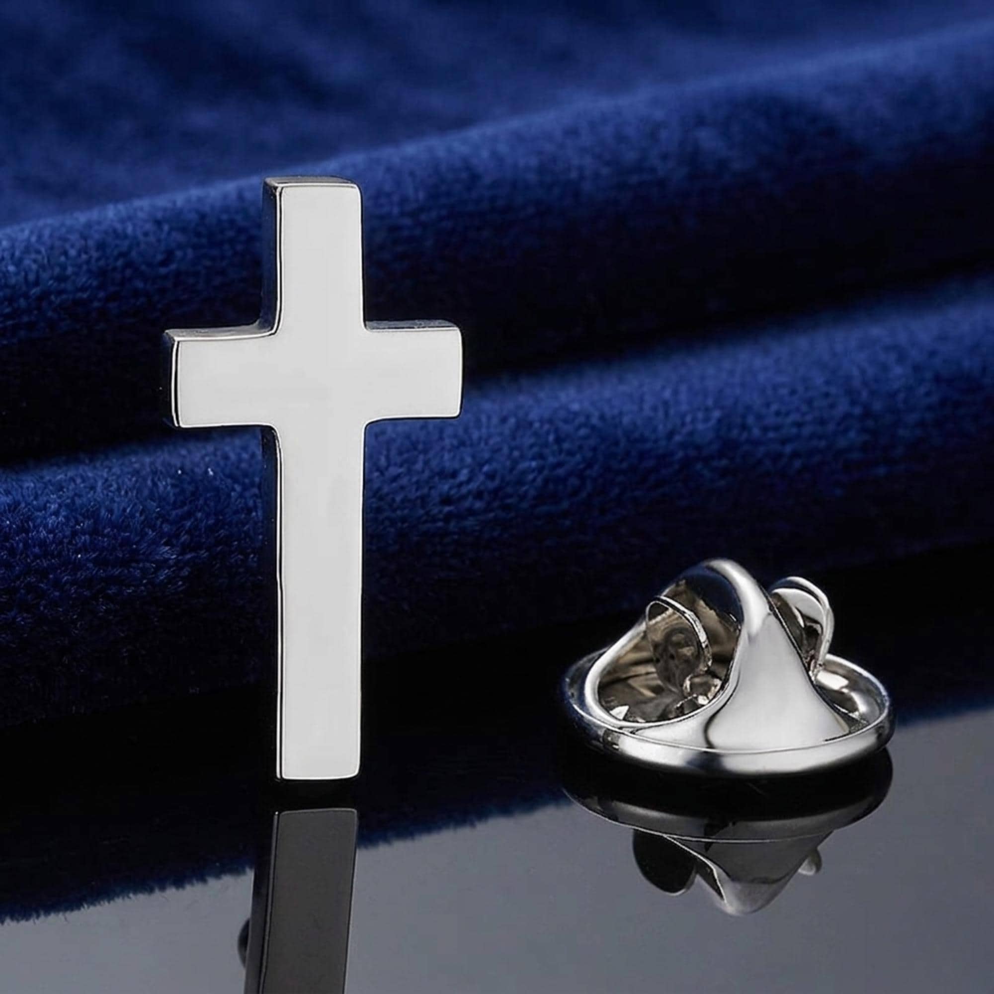 Cross Brooch Pin for Men, Stainless Steel Lapel Badge, Religious Suit Pin Accessory, Elegant Holiday Brooch, Gift for Him