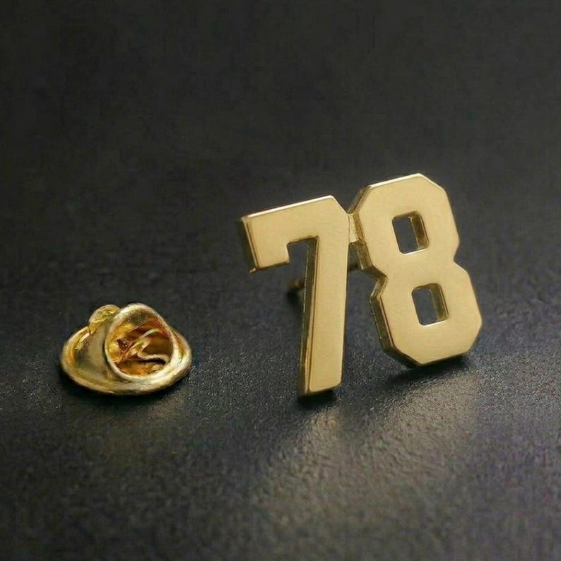Custom Number Brooch, Gold Lapel Pin for Men, Number Badge, Lapel Pin ...