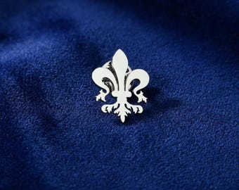 Christian Holy Lily Brooch, Stainless Steel Religious Pin, Faith Badge Brooch, Christian Jewelry Gift, Men's Lapel Pin, Dad Gift