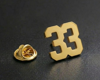 Custom Number Brooch, Gold Lapel Pin for Men, Number Badge, Lapel Pin, Service Anniversary Pin, Birthday Gift for Him, Enamel Pins, Sports.