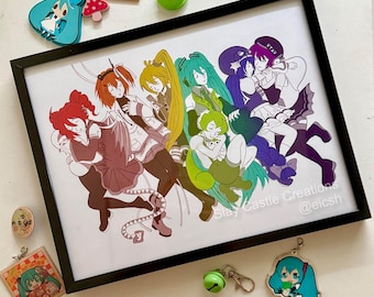 Vocaloid Utauloid Rainbow | Digital Art Print Poster | Miku Kasane Teto Akita Neru Triple Baka Defoko Utane Uta Otomachi Adachi Rei Zundamon