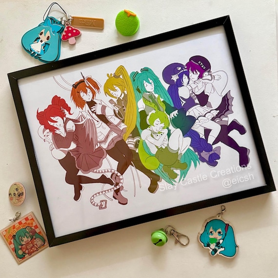 Vocaloid Utauloid Rainbow | Digital Art Print Poster | Miku Kasane