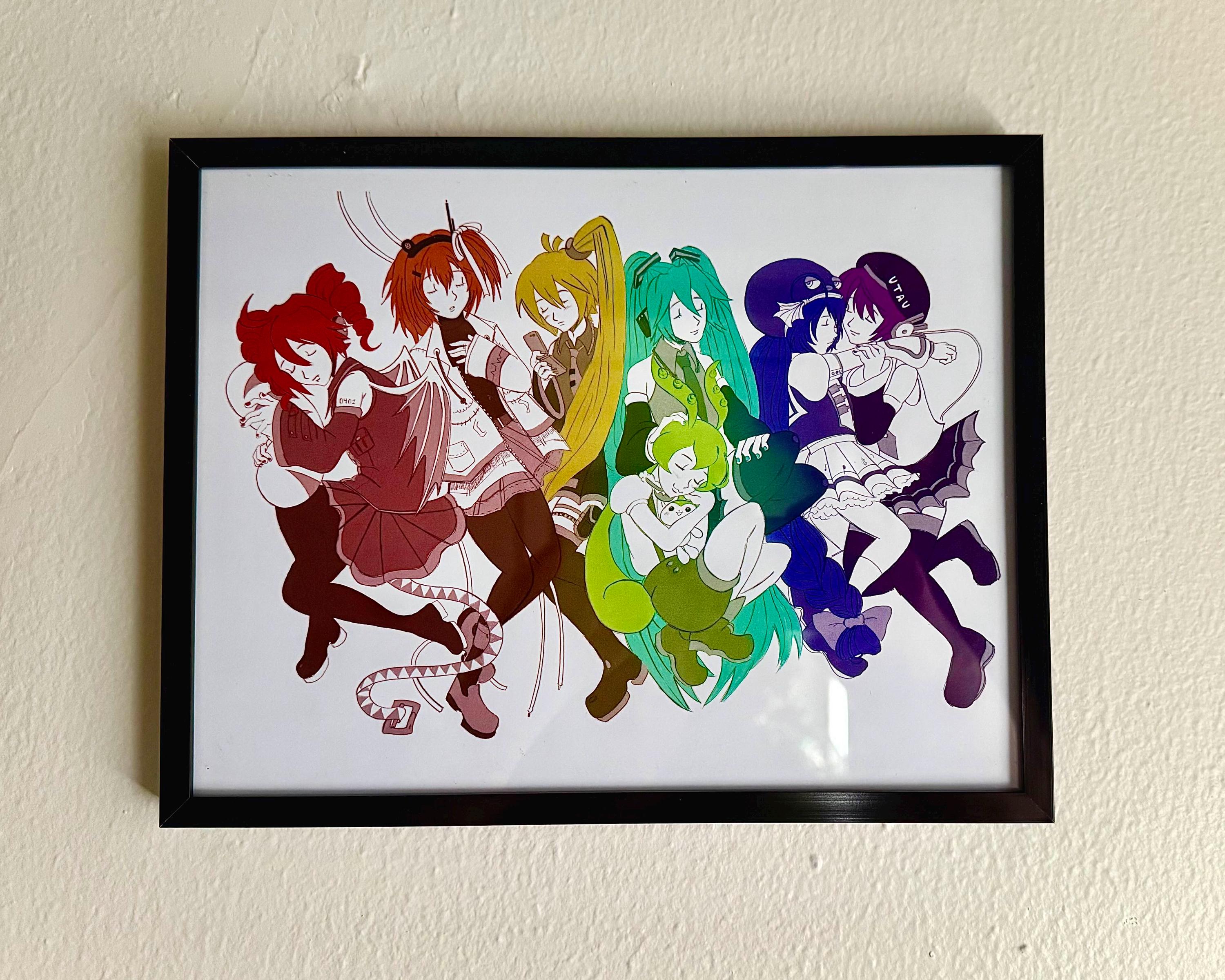 Vocaloid Utauloid Rainbow | Digital Art Print Poster | Miku Kasane