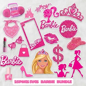 Rosa modedocka bunt SVG PNG, 20pc Y2K Girly Clipart, Retro prinsessa sublimering, omedelbar digital nedladdning