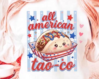 All American Taco PNG SVG, Funny 4th of July Kids DTF Sublimation, Instant Digital Download