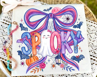 Spooky Halloween SVG PNG Clipart | Cute Ghost Bow Pumpkin Bat Witch  Girly Spooky Season Shirt Design, Trendy Floral Fall Png