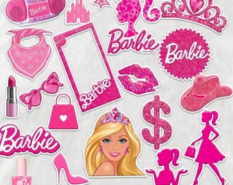 Pink Fashion Doll Clipart Bundle SVG PNG, 20pc Y2K Girly Design, Retro Princess DTF Sublimation, Instant Download