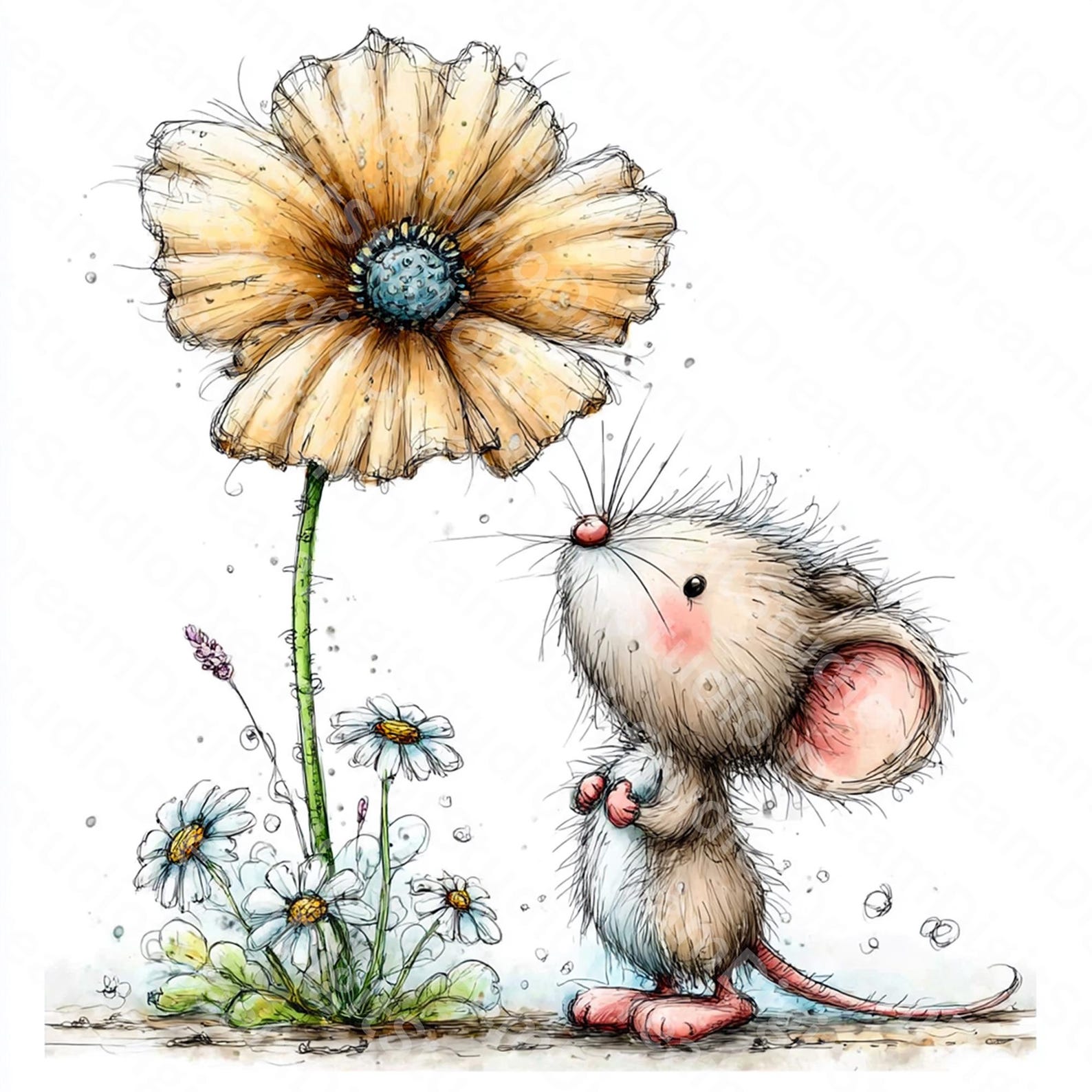 Mouse Off Spring Cute Spring Mouse Clipart Bundle, Floral Mouse, Spring Elements ...