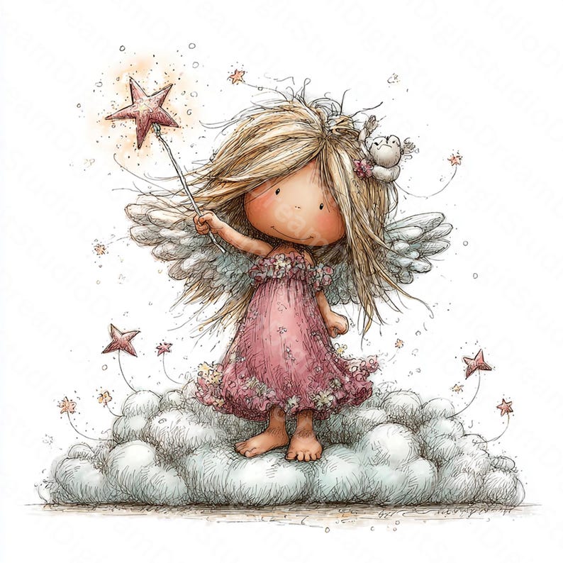 Whimsical Baby Angels Clipart: Angelic Graphics Watercolor Clipart ...