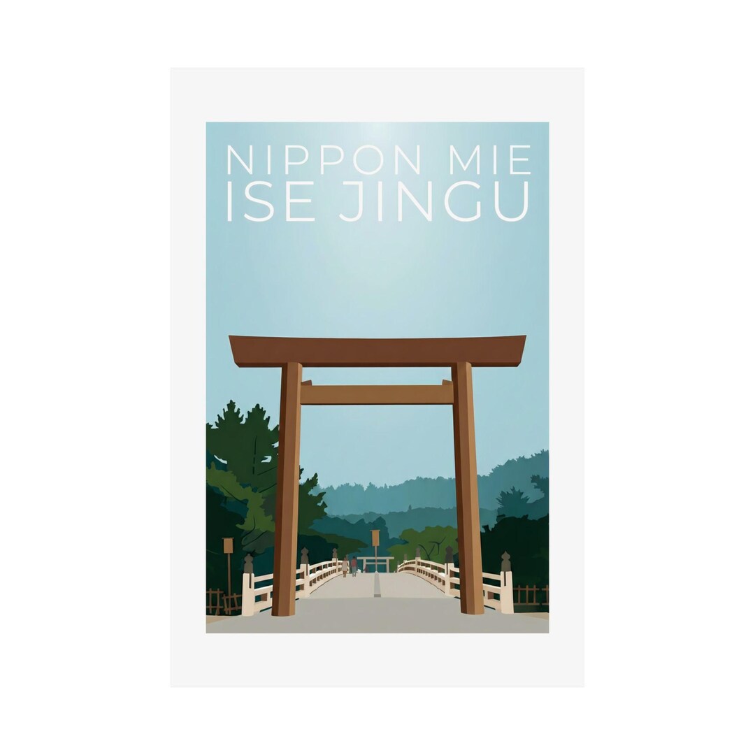Ise Jingu Shrine Japan Poster Minimalist Wall Art - Torii Gate - Zen