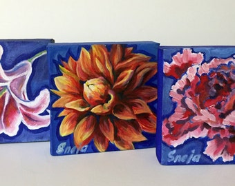 Custom order for any holiday, original painting for your decor or for a unique present, flower, floral, impressionist