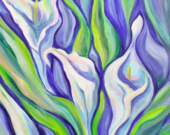 Commission an Original Calla series painting, Impressionist Bold Happy Oil Painting, Made to Order, perfect gift for holidays