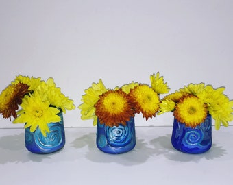 Photo of my After Van Gogh hand painted glass mini vase, candle or tea light holder, Small Miniature Handmade, xmas gift