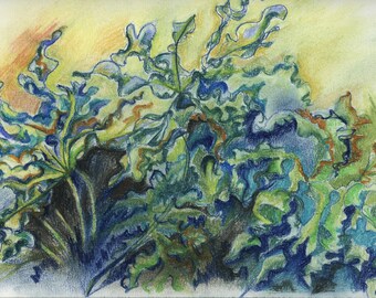Leaves In The Wind - Oil Pastel Painting On Paper, available as print or ORIGINAL, unique gift