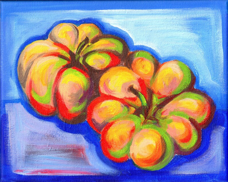 Orange Pumpkins Oil Painting original, bold, impression, perfect gift for any holiday, unique present image 1