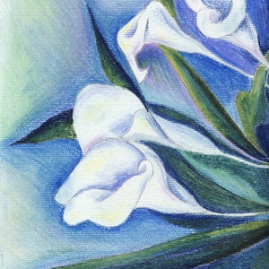 Calla Blue series of 3 Oil Pastel Drawing On Paper by Snejana Videlova PRINT or ORIGINAL available image 3