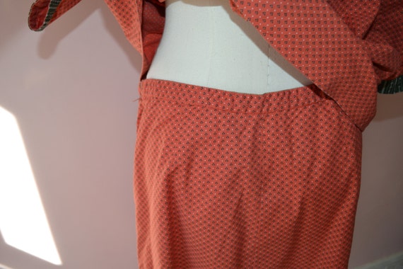 Folkwear.  Red Coral Calico Cotton Folk Dress Set… - image 4