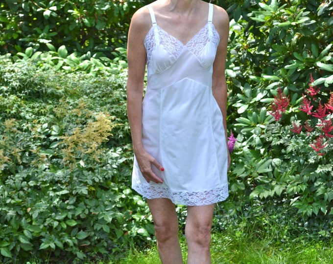 Lacy White Mini Slip Dress Vintage Lingerie Size 34 Short Small Medium ...
