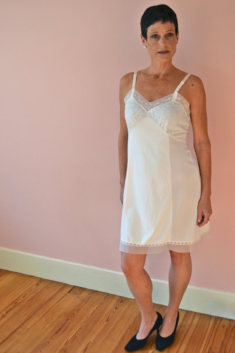 1960's Vintage Lingerie White Full Slip Embroidered | Etsy