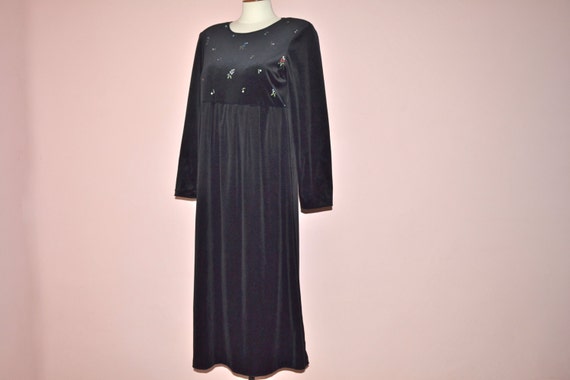 Black Velour Empire Waist Dress. Embroidered Yoke. Long Sleeves. Warm Winter  Dress. Modern Size 10 P Small Medium - VDS176 - Etsy UK