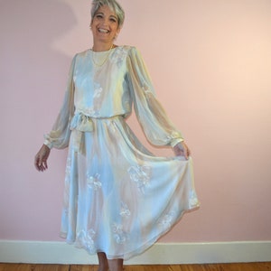 Blue Chiffon Twirl Dress.   Ursula of Switzerland.   - VDS130