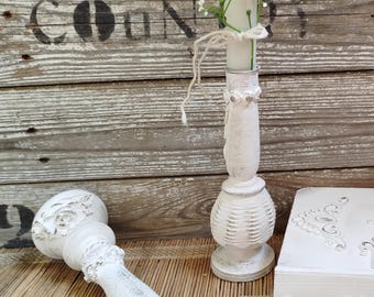 Décoration shabby chic vintage, bougeoir bois rétro, déco campagne chic, style élégant ancien