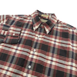 Camicia vintage LL Bean a maniche lunghe con bottoni, a quadri rossi e marroni, da uomo, taglie 16-34.