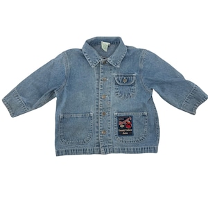 VTG Sesamstraat General Store Elmo Denim Chore Jacket Blue 3T jaren 90-patch voor kinderen