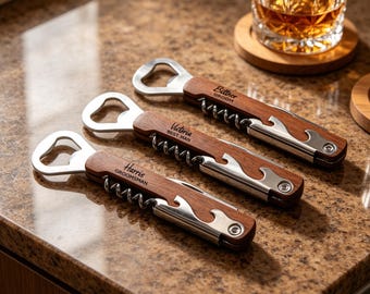 Custom Engraved Bottle Opener,Personalized Groomsmen Gift,Corkscrew and Multi-Tool,Wedding Gift