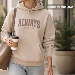 Unisex Minimalist Hoodie Soft Fleece Pullover Neutral Aesthetic Clothing Relaxed Fit Elevated Basic Gift for Her Gift for Him Kindness Quote