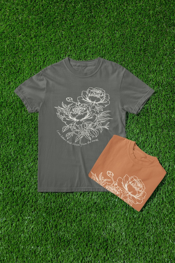 Hand-Drawn Roses Wildflowers T-Shirt | Minimal Line Art Floral Tee