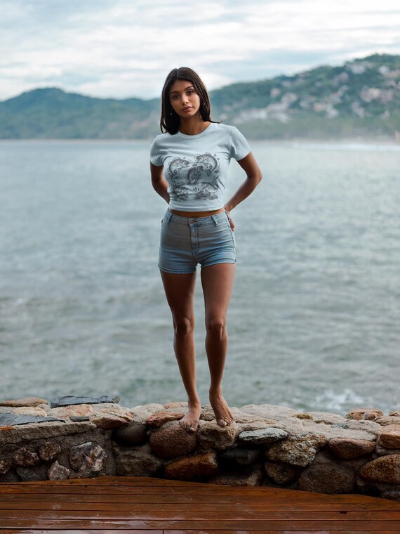 Retro Hand-Drawn Leaping Fish Color Comfort T-shirt | Outdoorsy Angler Chest Print