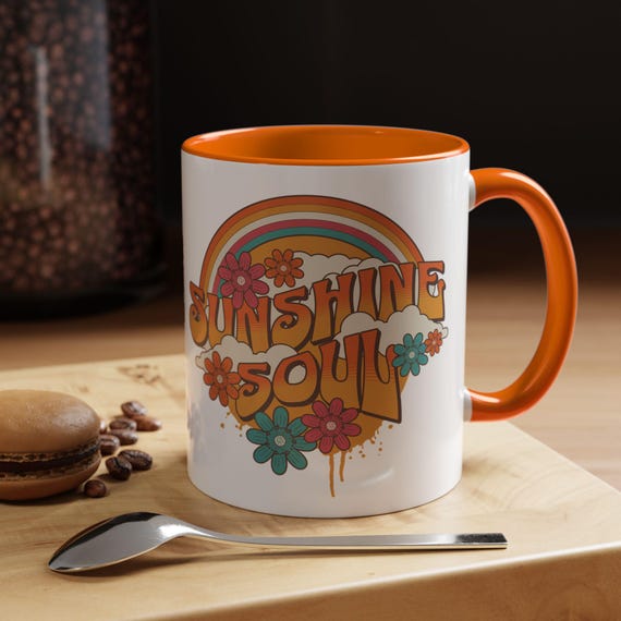Sunshine Soul | Retro Rainbow Flower 70s Vintage Vibes Mug
