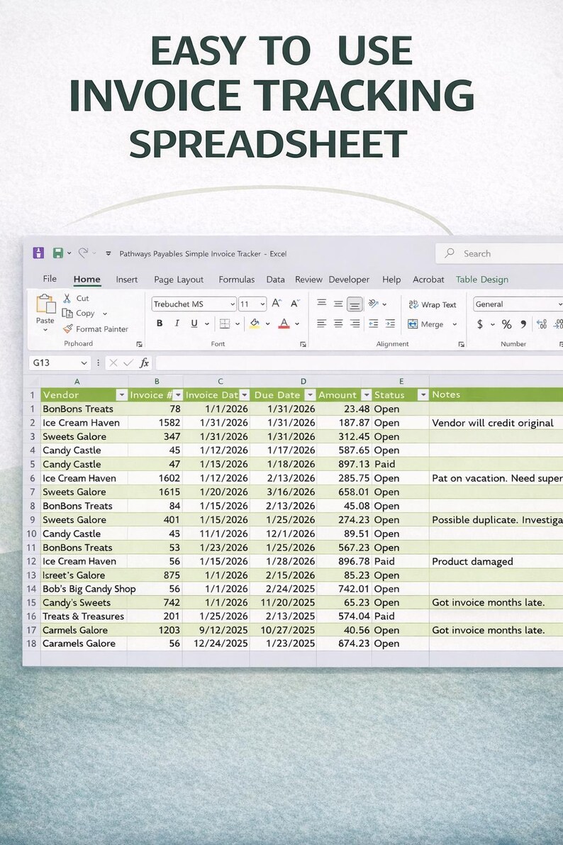 Simple Invoice Tracker Spreadsheet | Small Business Excel Template ...