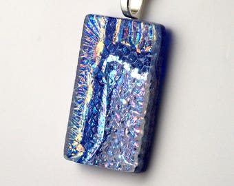 Necklace and Earrings Fused Glass Jewelry Set Necklace OOAK Dichroic Fused Glass Jewelry Pendant Earrings