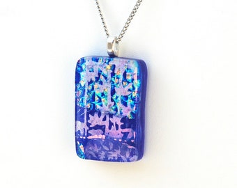 Fused Glass Necklace Pendant OOAK Dichroic Glass Glass Jewelry Wearable Art