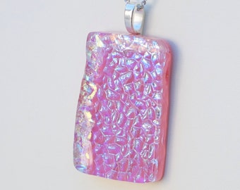 Necklace Pendant Fused Glass Necklace OOAK Dichroic Fused Glass Jewelry
