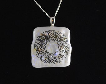 White Fused Dichroic Glass Pendant