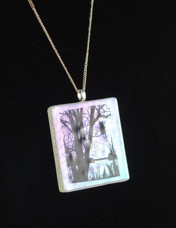 Owl Fused Glass Rainbow Dichroic Pendant