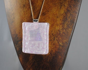 Pink Fused Glass Dichroic Pendant