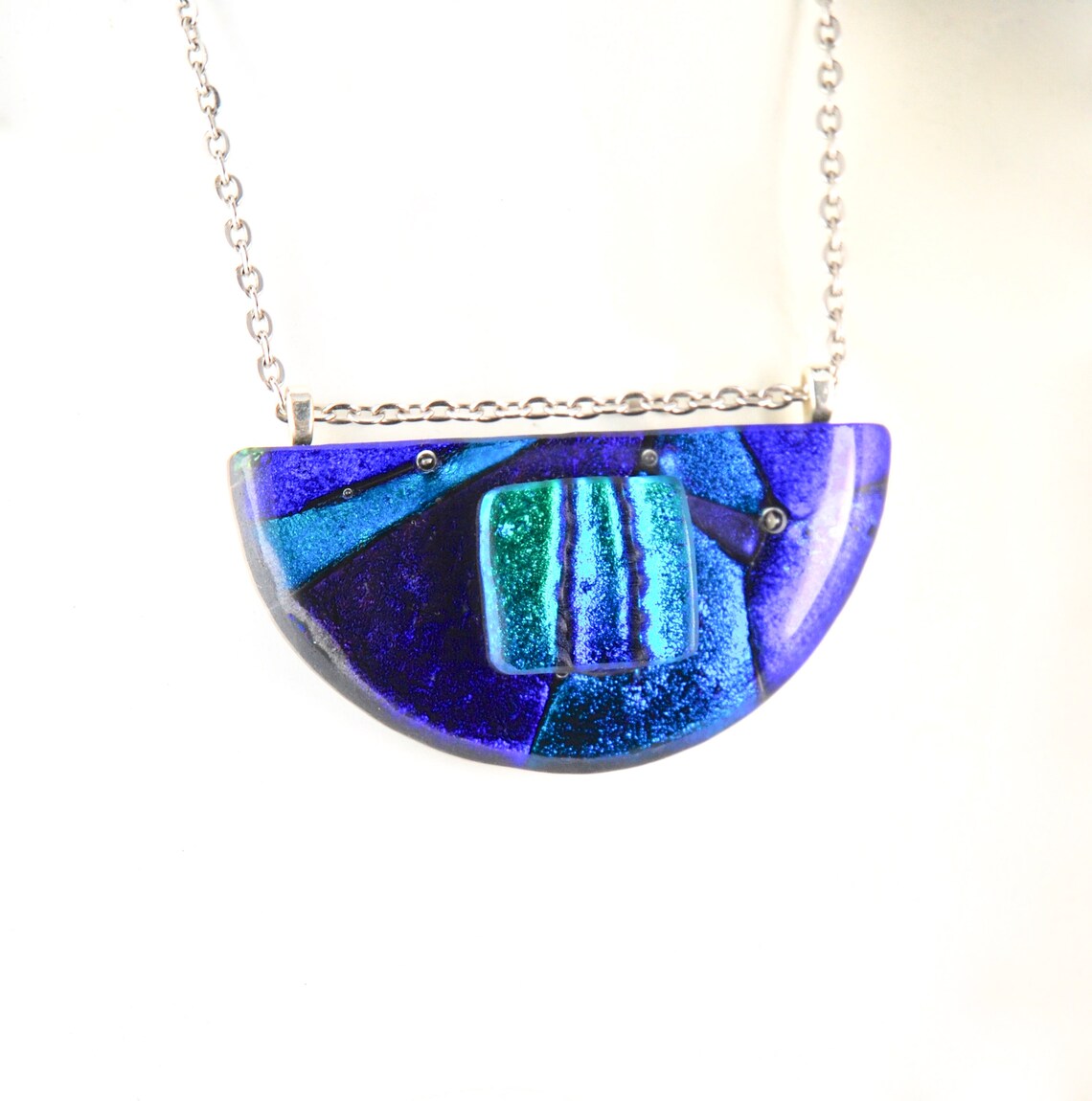 Necklace Fused Glass Pendant OOAK Jewelry Glass Necklace Etsy