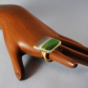 Fused Glass Ring on Vintage Trifari Ring Mount