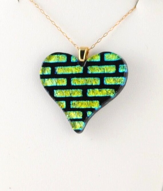 Heart Patterned Fused Dichroic Glass 